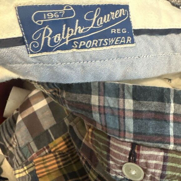 VTG Polo Ralph Lauren Sportswear Patchwork Madras Plaid Shorts Mens Size 36 Y2K - Picture 3 of 10